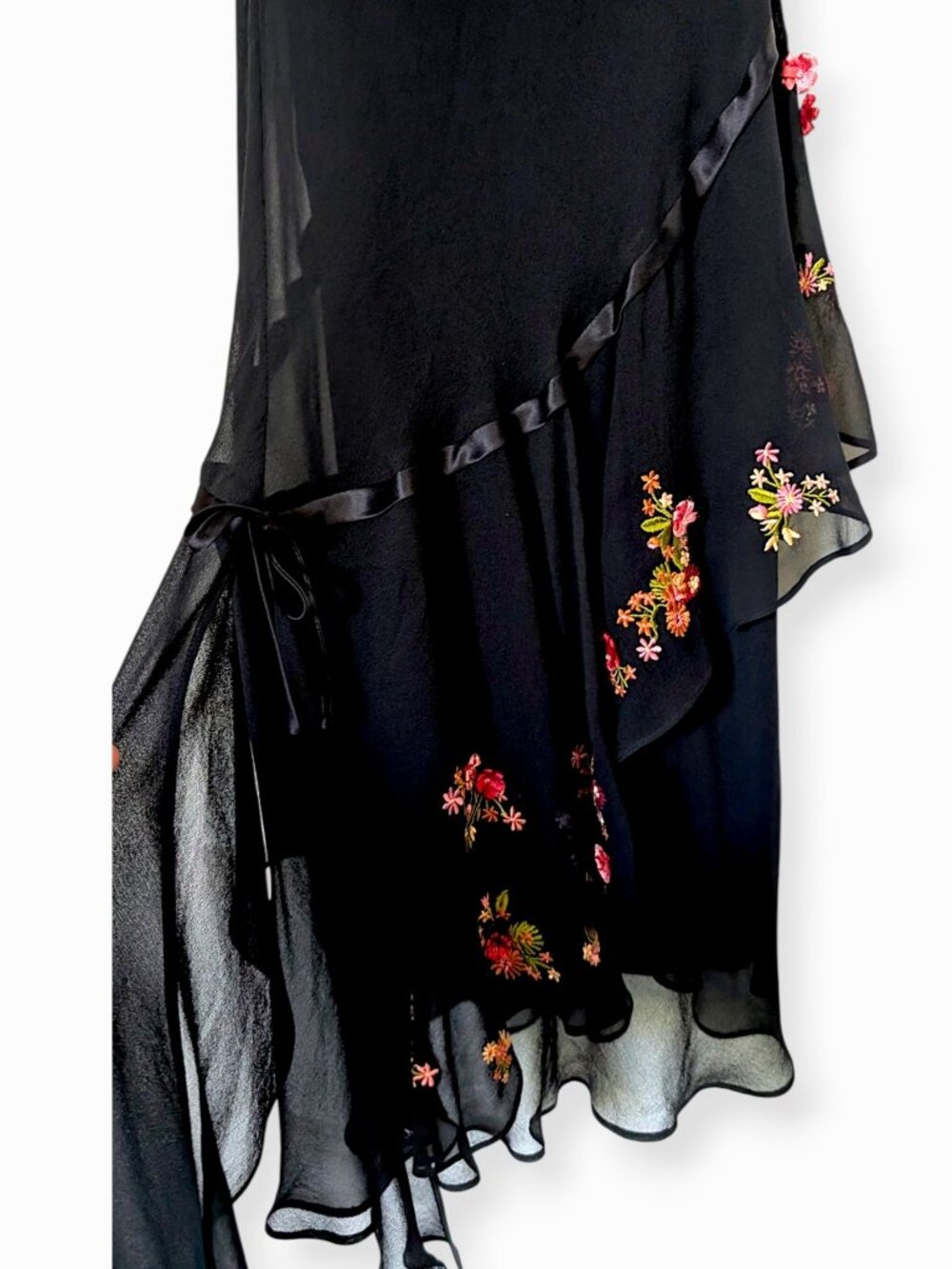 Betsey Johnson VTG 90s mesh overlay floral embroidery fairy goth mermaid dress 2 - Picture 12 of 13